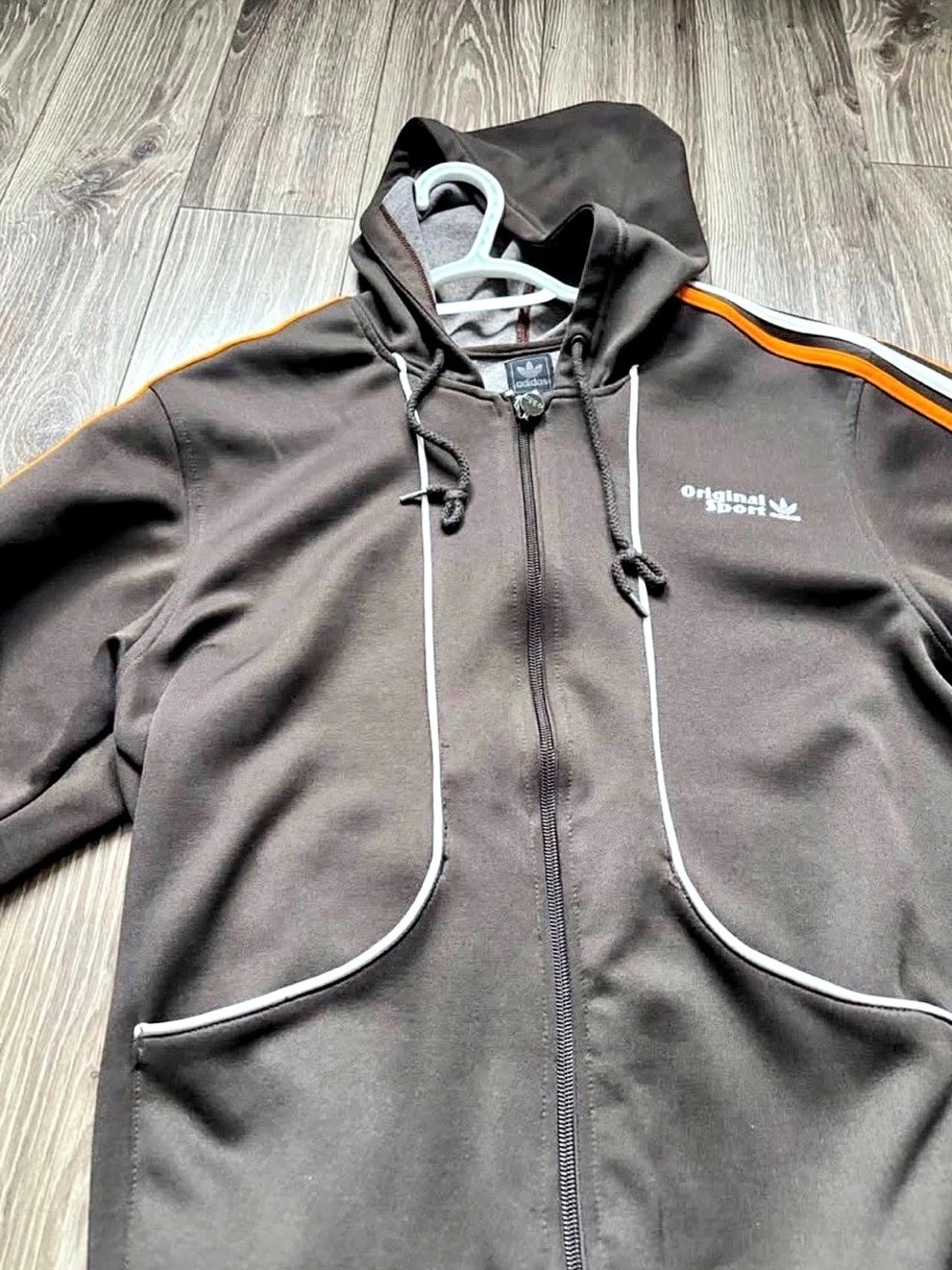 adidas Original Sport Brown & Orange Zip Hoodie